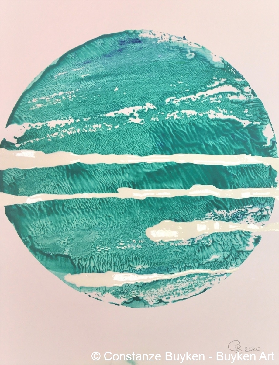 Galaxien : M97.w.I 2020, Acryl auf Papier, DIN-A2.