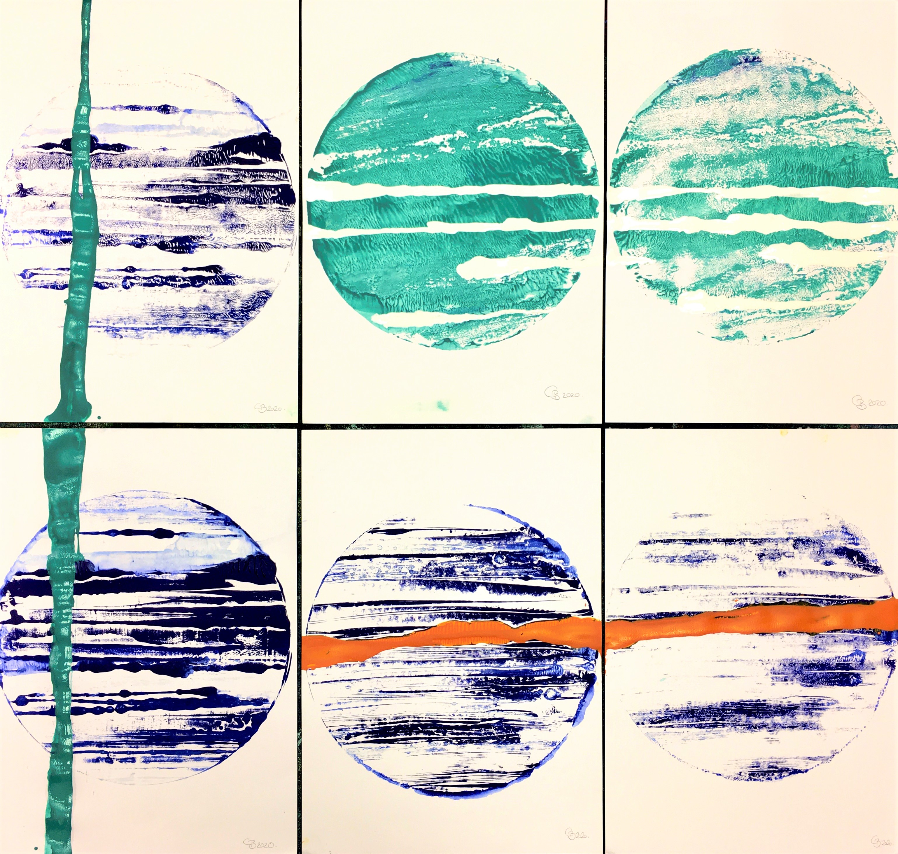 Galaxien : M97 (...), Acryl auf Papier, DIN-A2.