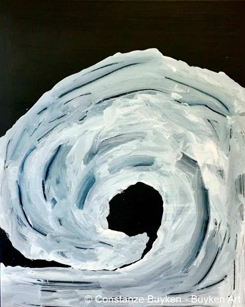 Arktis: Eismeer 2021, Acryl und lose Farbpigmente auf Leinwand, 100x80 cm.