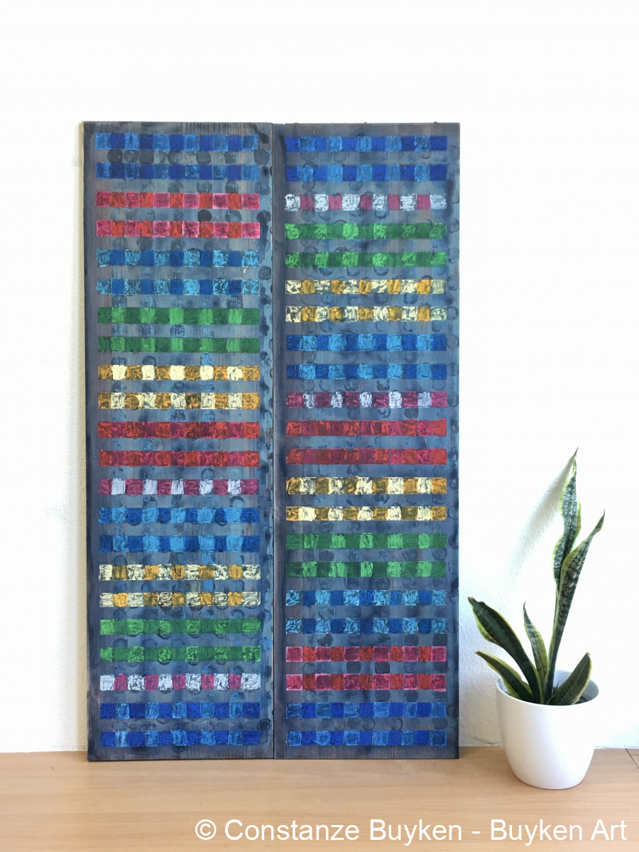 Sequenzen 2021, Acryl und Pastelkkreide auf Holz
