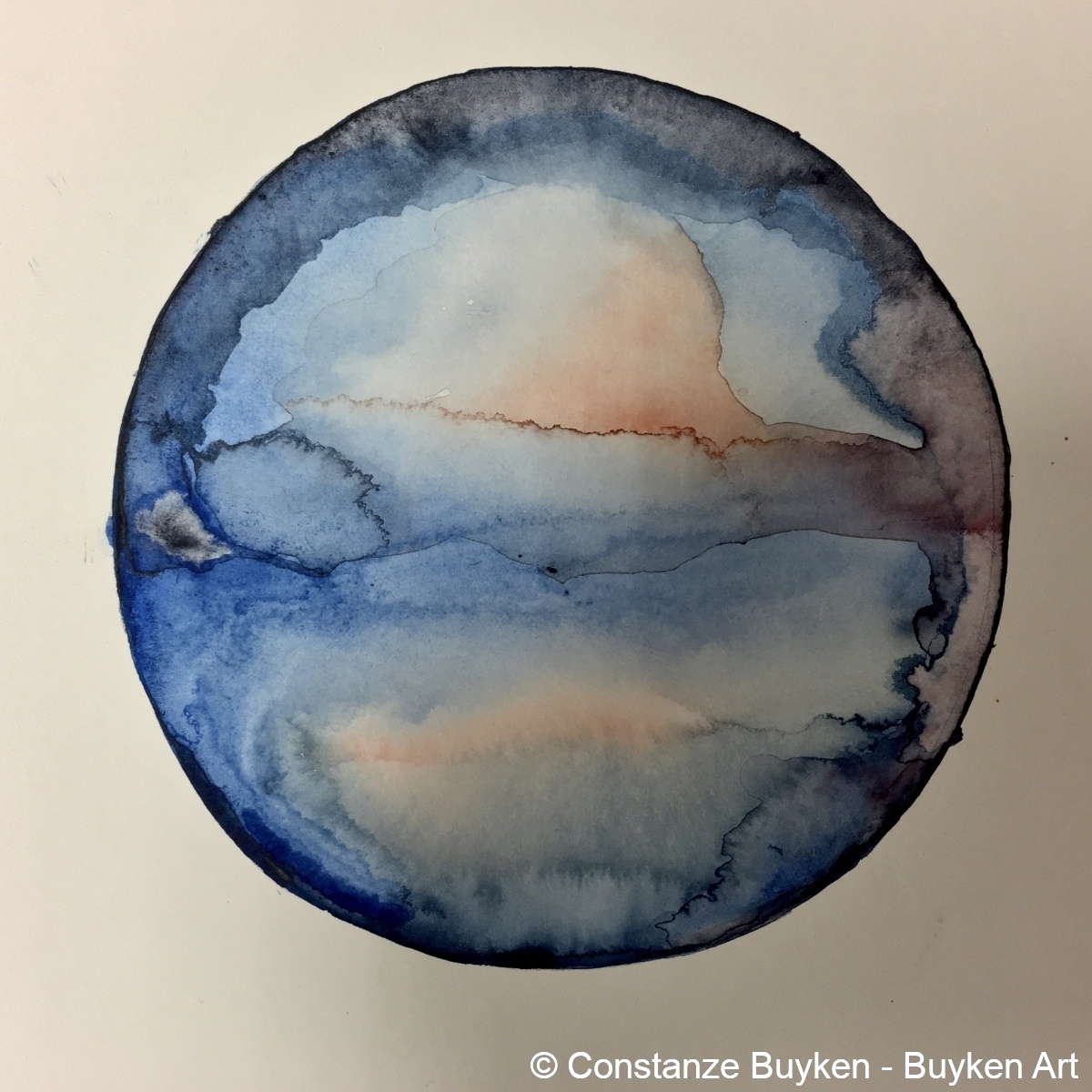 Galaxien: 165 K 2021, Aquarell auf Papier, 24x32 cm.