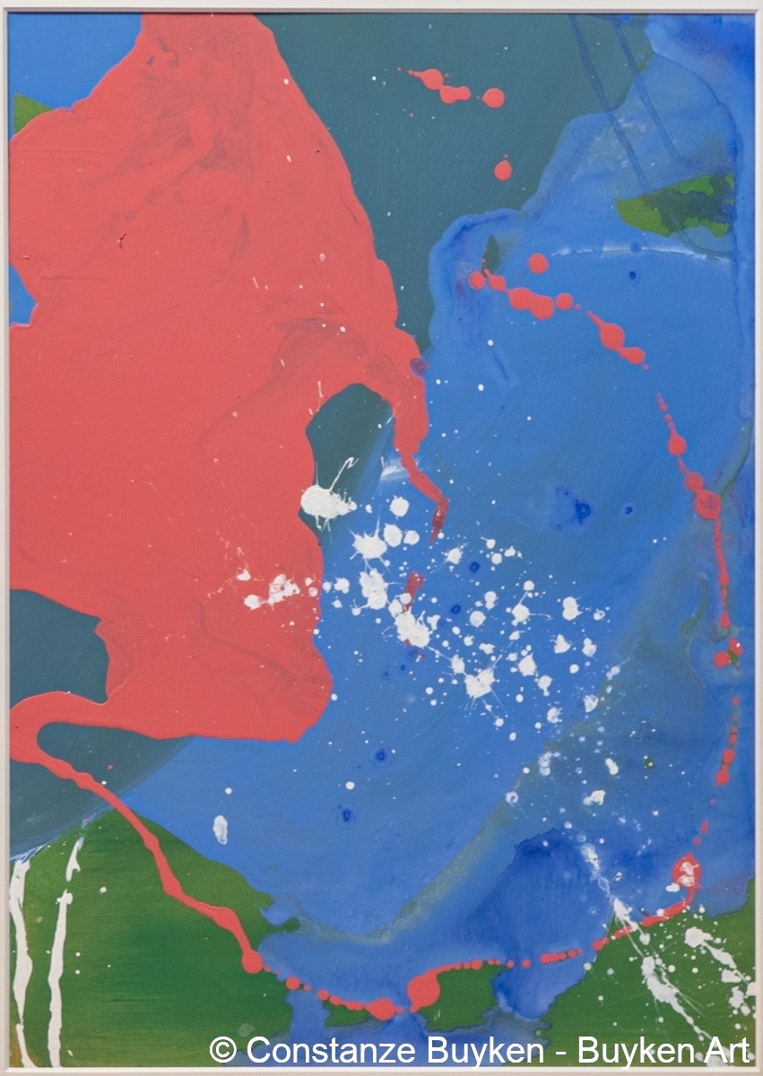 Mikrokosmen (I) 2020 Acryl und  lose Farbpigmente auf Karton, 70x50cm.