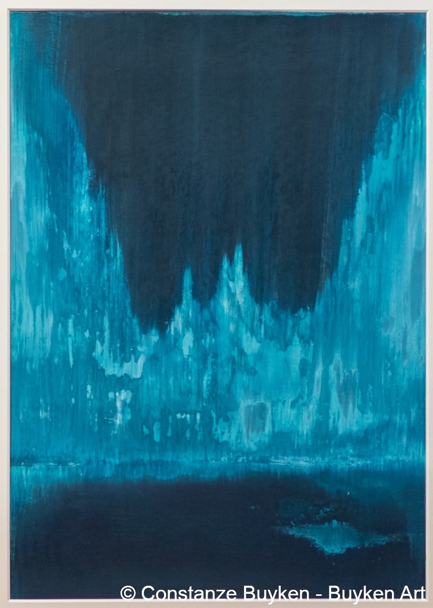 Arktis : Aurora 2020, Acryl und lose Farbpigmente auf Karton, 70x50 cm.