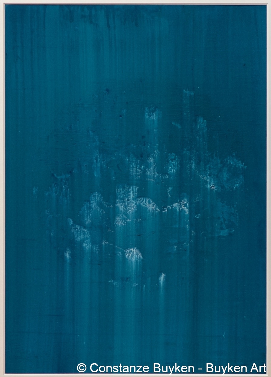 Tiefsee : Nereus 2020, Acryl und lose Farbpigmente auf Karton, 70x50 cm.