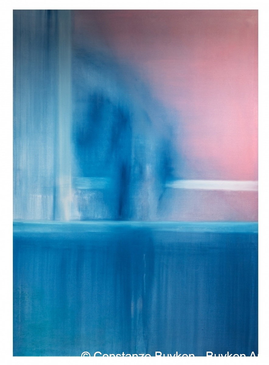 Atmosphären : Sommerwind 2020 Acryl und lose Farbpigmente auf Leinwand, 140x100 cm.