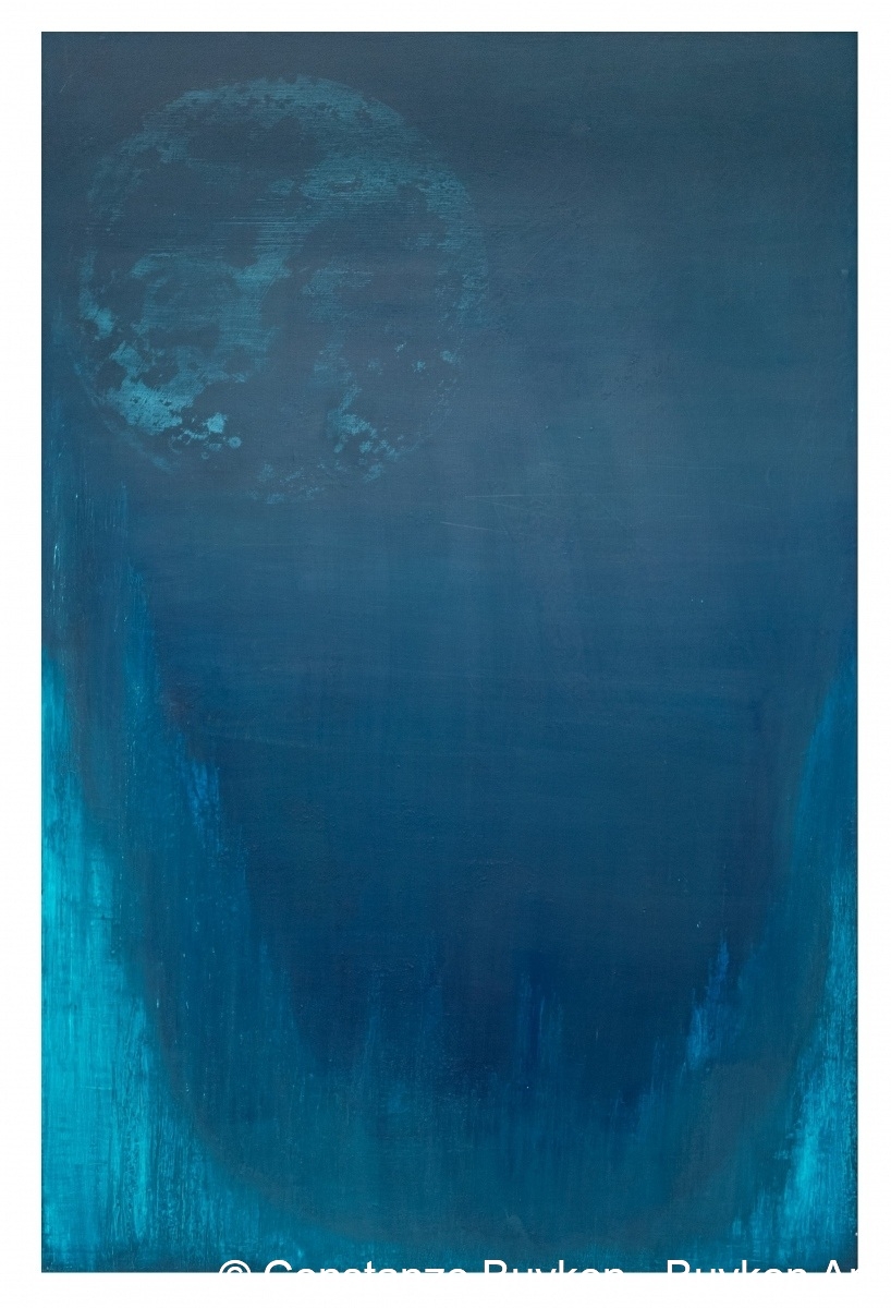 Arktis : Tiefen 2020, Acryl und lose Farbpigmente auf Holzwerkstoff, 120x80 cm.
