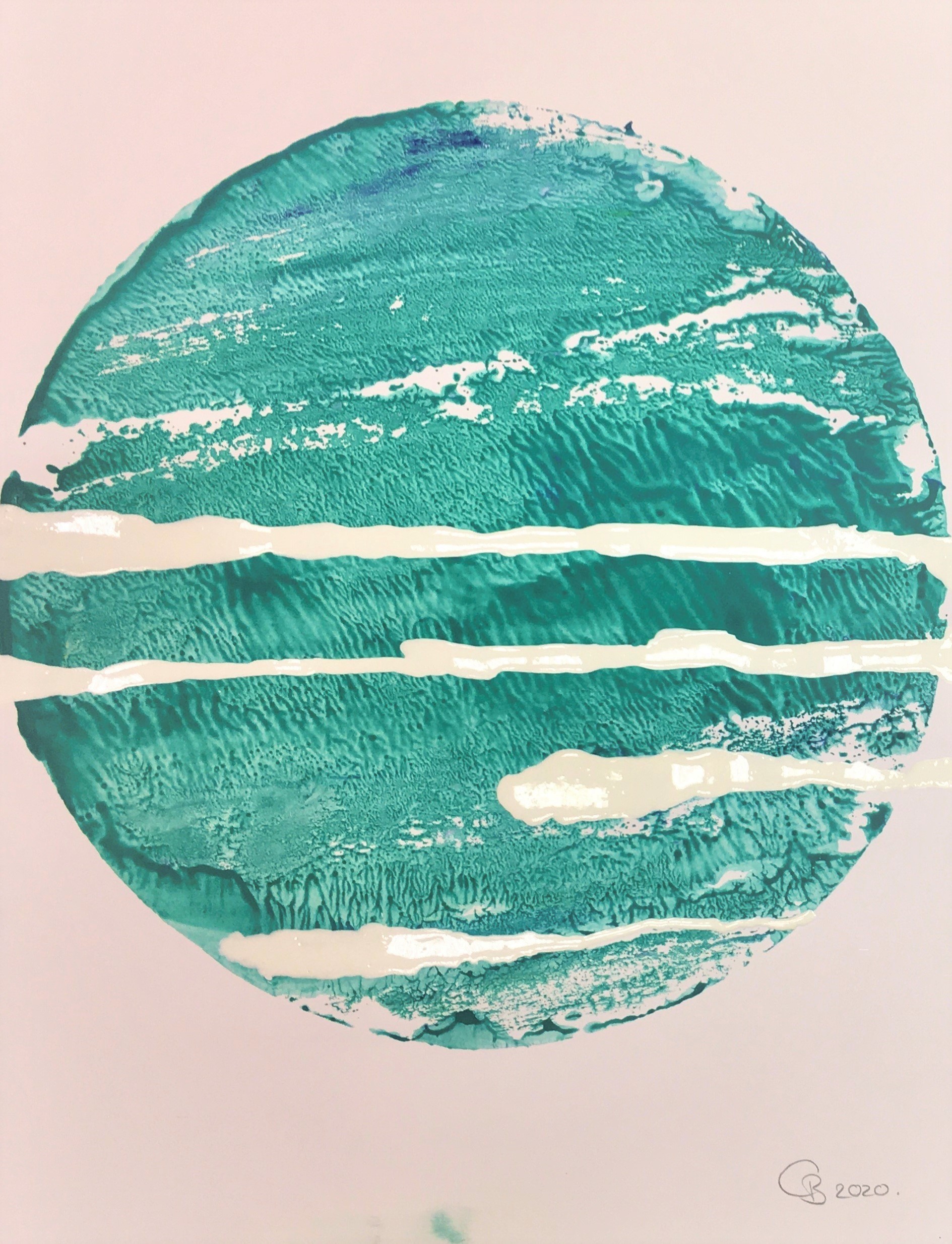 Galaxien : M97.w.I 2020, Acryl auf Papier, DIN-A2.