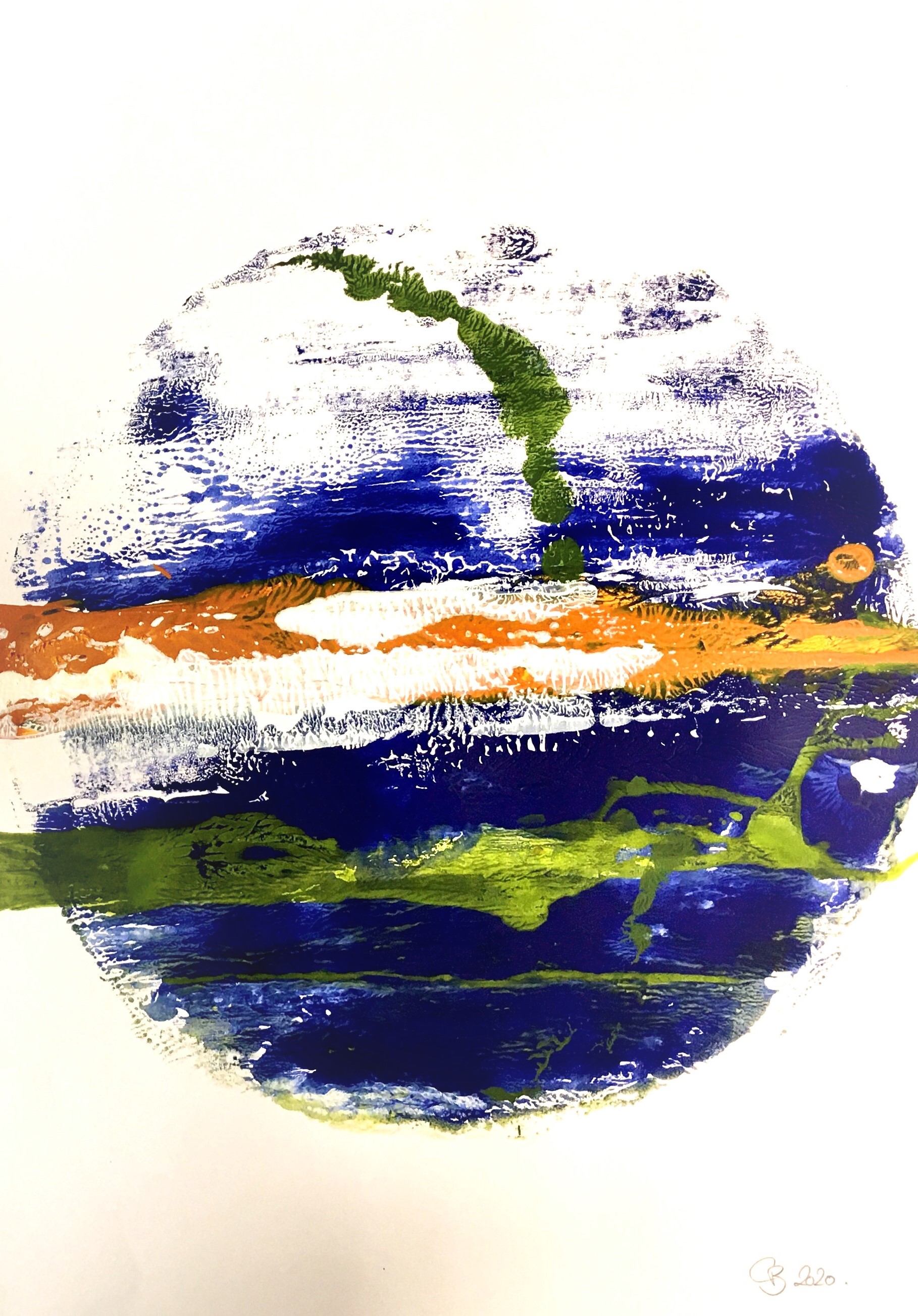Galaxien : Ringnebel 2020, Acryl auf Papier, DIN-A2.