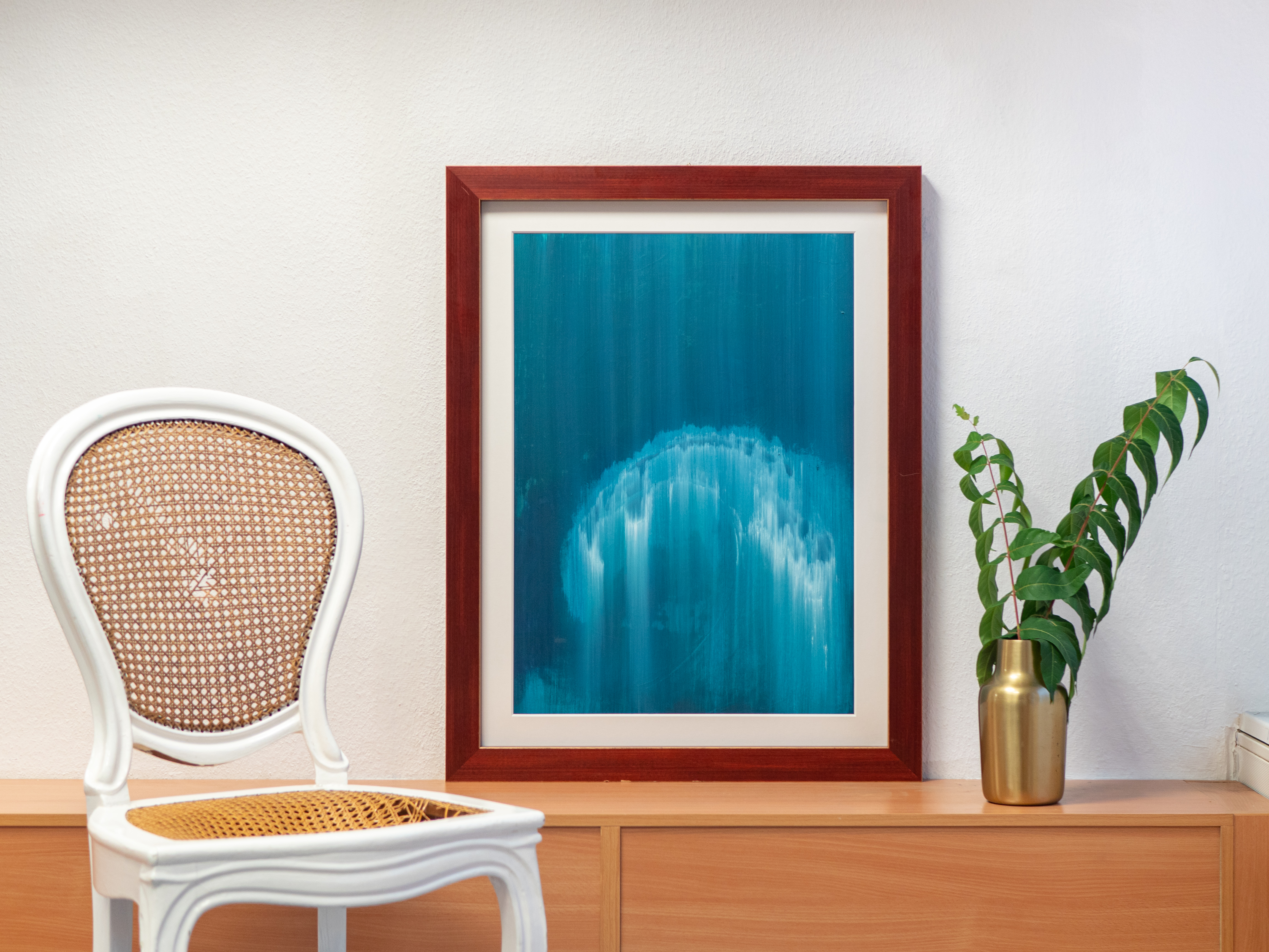 Tiefsee : Medusa 2020, Acryl und lose Farbpigmente auf Karton, 70x50 cm.