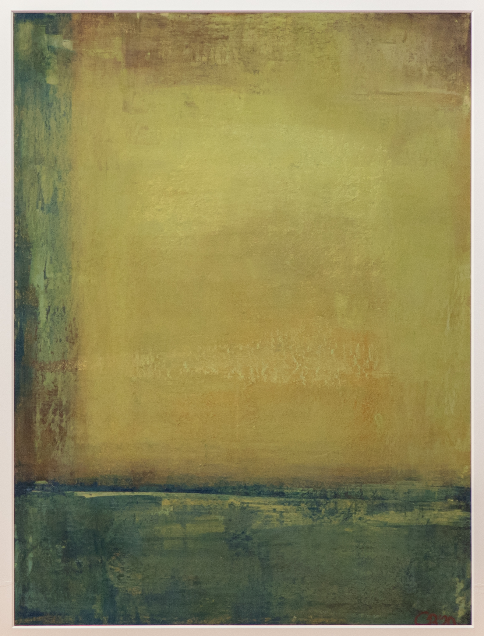 Atmosphären : Herbstlicht 2020, lose Farbpigmente auf Karton, 80x60 cm.