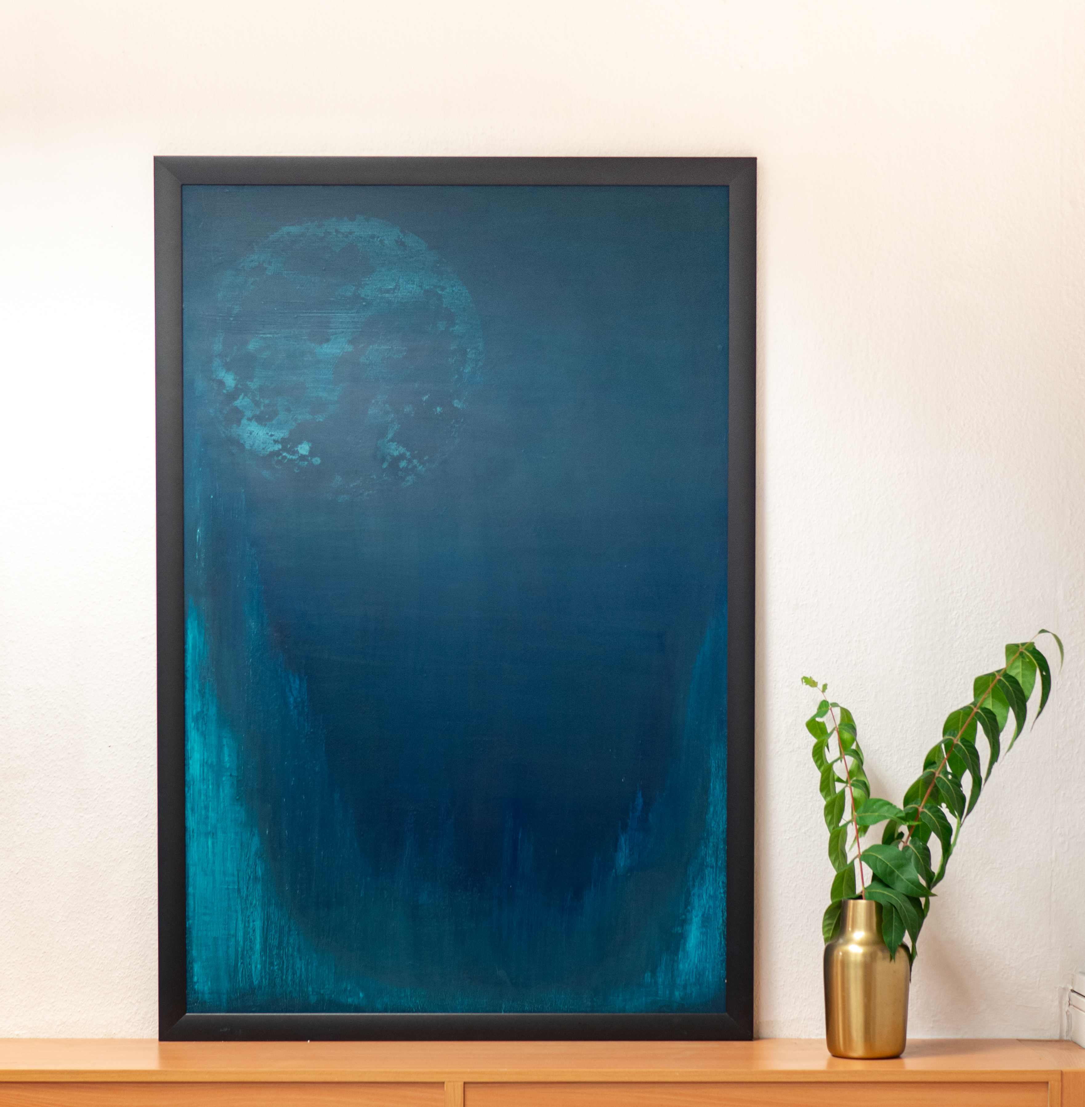Arktis : Tiefen 2020, Acryl und lose Farbpigmente auf Holzwerkstoff, 120x80 cm.