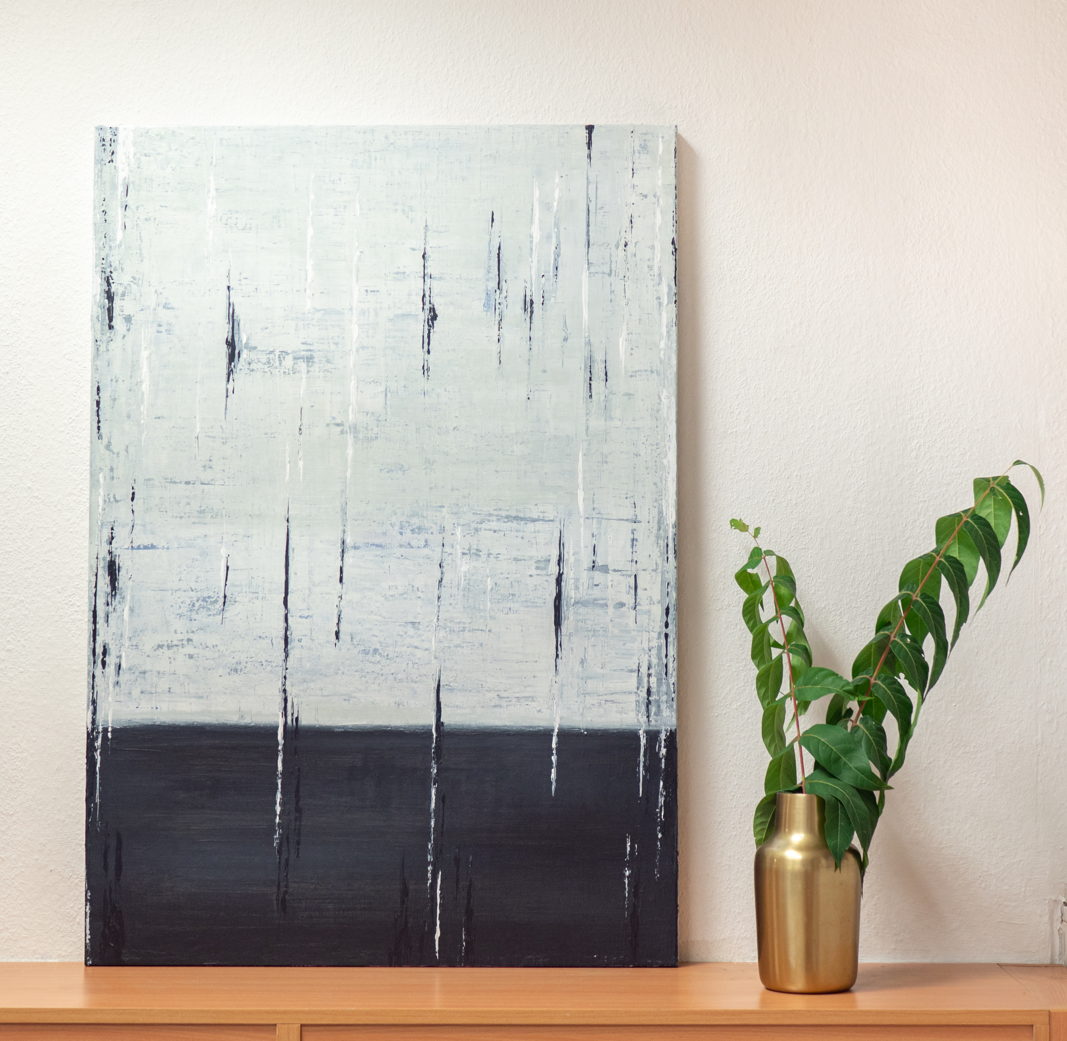 Atmosphären : Schauer 2020, Acryl auf Holz, 100x70 cm.