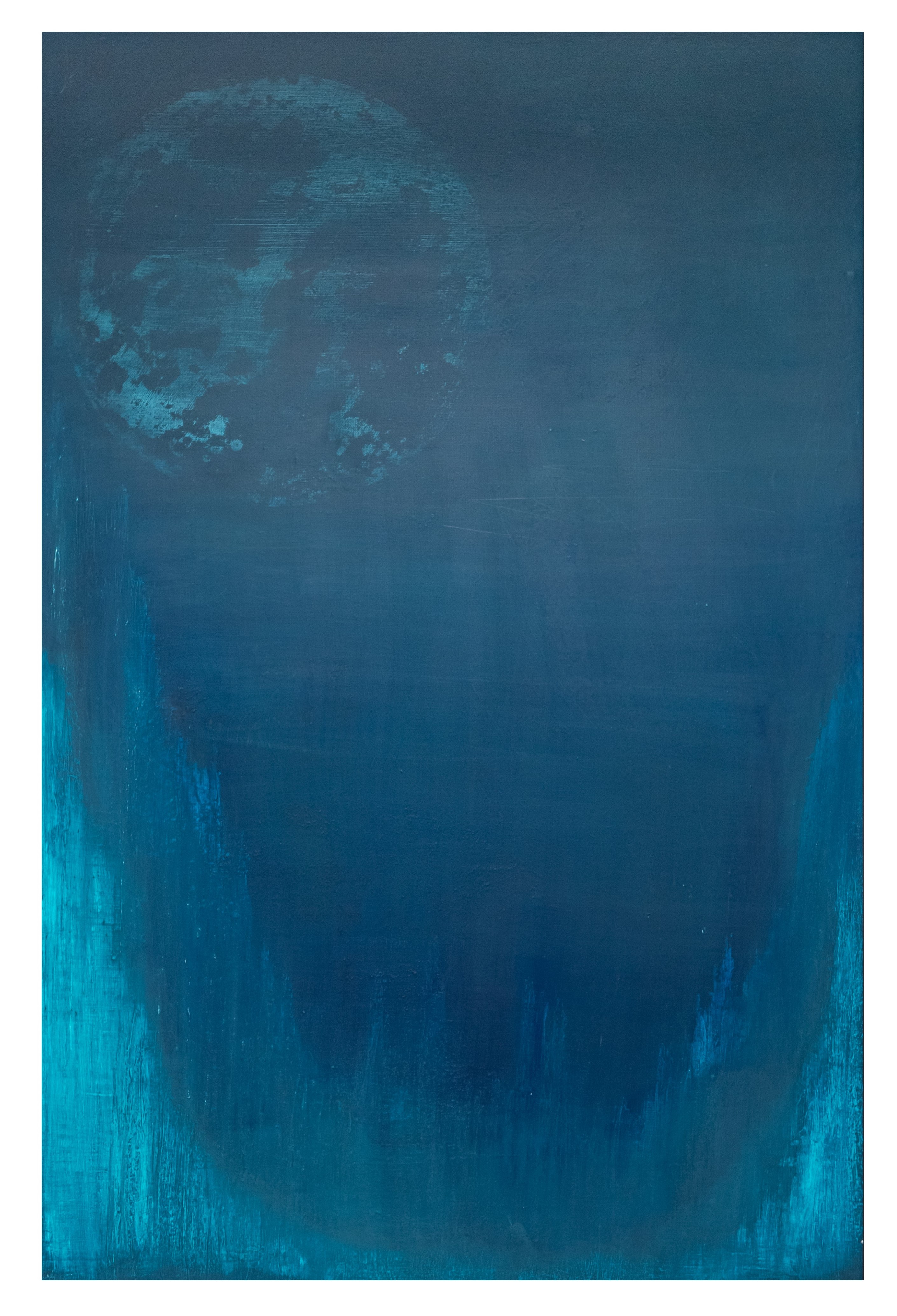 Arktis : Tiefen 2020, Acryl und lose Farbpigmente auf Holzwerkstoff, 120x80 cm.