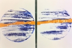 Galaxien : M97.o.I 2020 und Galaxien: M97.o.II 2020,  beide Acryl auf Papier, DIN-A2.