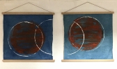 Atmosphären: Dämmerung (I) 2020 und Dämmerung  (II) 2020, beide Acryl und lose Farbpigmente auf Leinwand, 60x60 cm.
